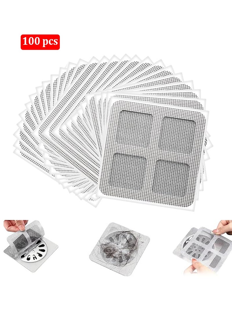 100pcs Disposable Hair Drain Stickers,Self-Adhesive Hair Anti-Clogging Filter Sticker Disposable Shower Drain Adapter,Bathroom Drain Hair Catcher,Square Shower Drain Hair Catcher Mesh Stickers for Bathroom Laundry Bathtub Kitchen - Image 1