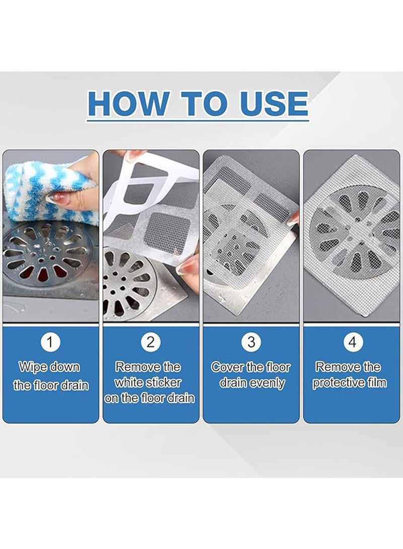 100pcs Disposable Hair Drain Stickers,Self-Adhesive Hair Anti-Clogging Filter Sticker Disposable Shower Drain Adapter,Bathroom Drain Hair Catcher,Square Shower Drain Hair Catcher Mesh Stickers for Bathroom Laundry Bathtub Kitchen - Image 4