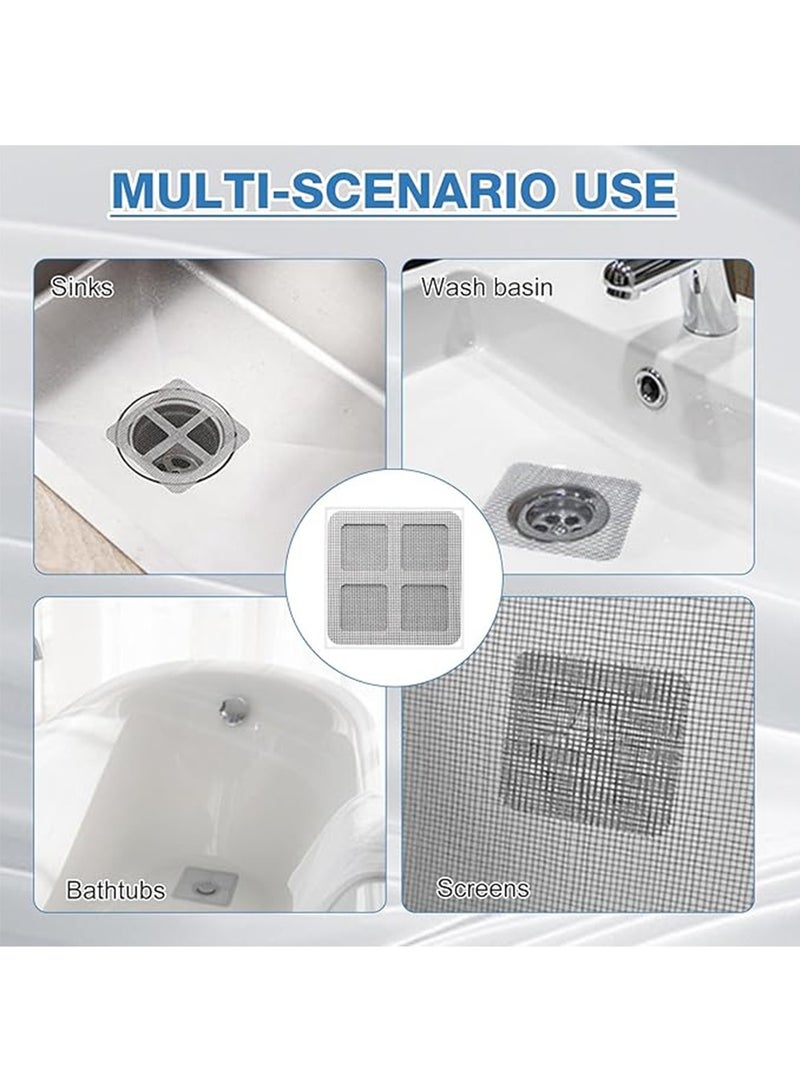 100pcs Disposable Hair Drain Stickers,Self-Adhesive Hair Anti-Clogging Filter Sticker Disposable Shower Drain Adapter,Bathroom Drain Hair Catcher,Square Shower Drain Hair Catcher Mesh Stickers for Bathroom Laundry Bathtub Kitchen - Image 5