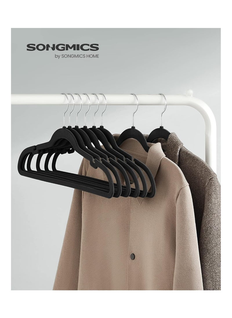 SONGMICS SONGMICS Velvet Hangers, Pack 30 Coat Hangers for Clothes, Non-Slip, with Shoulder Notches, Trouser Bar, 360° Swivel Hook, Space-Saving, 0.6 cm Thick, 43 cm Long, Black CRF029B03  - Image 2