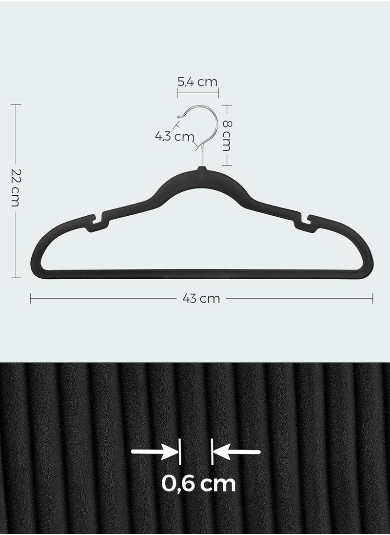 SONGMICS SONGMICS Velvet Hangers, Pack 30 Coat Hangers for Clothes, Non-Slip, with Shoulder Notches, Trouser Bar, 360° Swivel Hook, Space-Saving, 0.6 cm Thick, 43 cm Long, Black CRF029B03  - Image 5