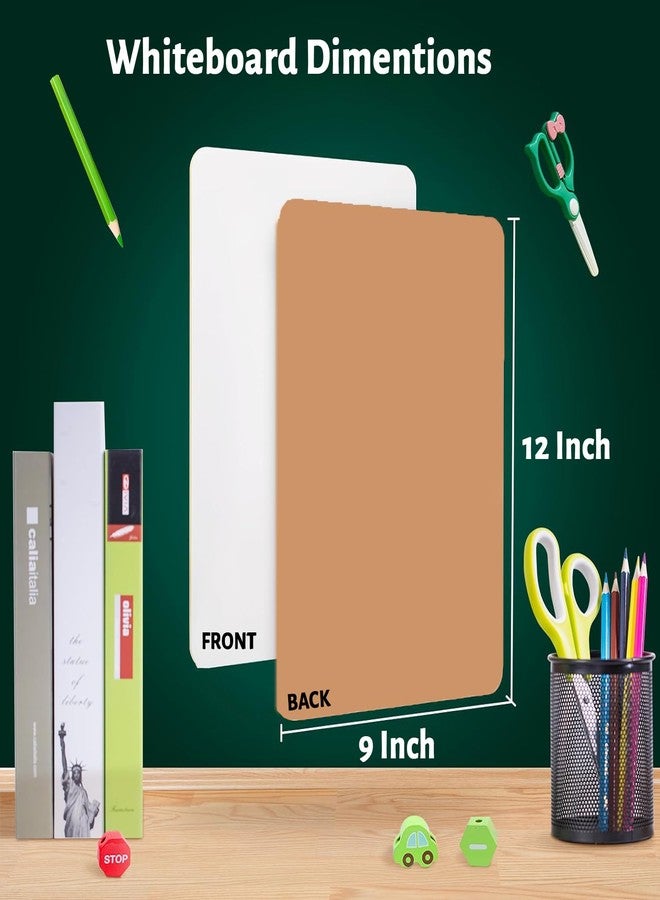 TurtleGrip Whiteboard Dry Erase Boards White Boards 9"x12", Personal Whiteboards for Students Teachers School SuppliTurtes Lapboards, Pack of 12,Wood - Image 2