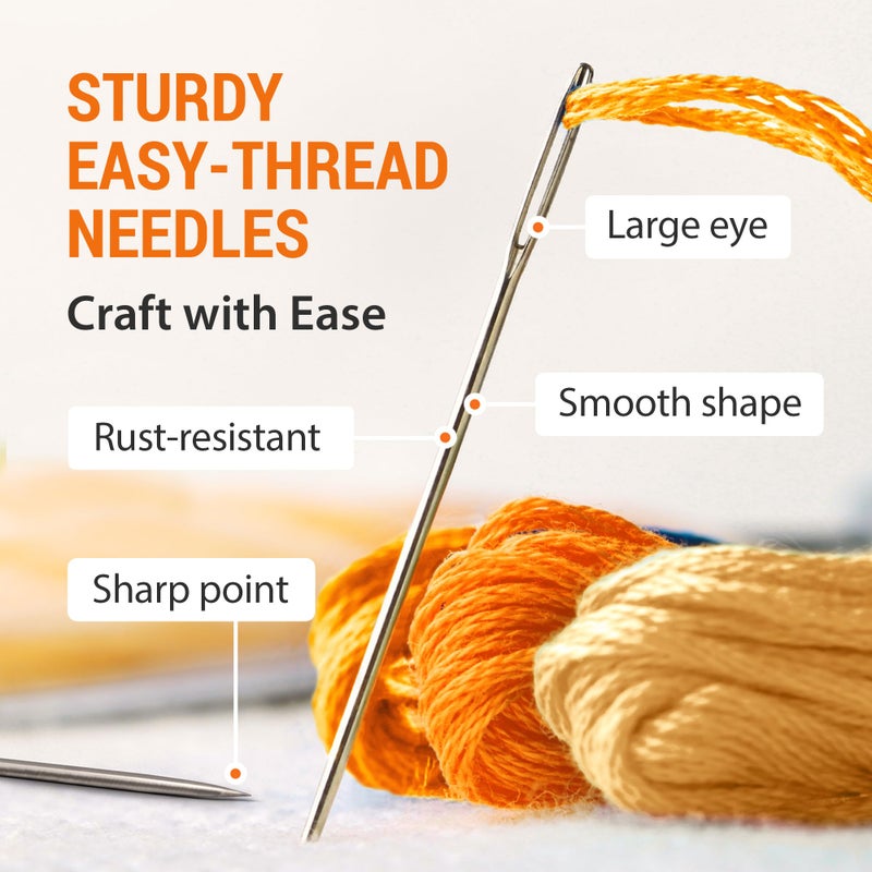 VONEEDL 500 PCS Large Eye Heavy Duty Sewing Needles - Bulk Set of 2.4 inch Big Eye Embroidery Needles - Easy to Thread Quilting Needles - Image 4