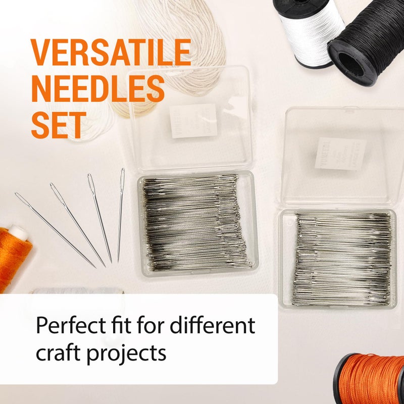 VONEEDL 500 PCS Large Eye Heavy Duty Sewing Needles - Bulk Set of 2.4 inch Big Eye Embroidery Needles - Easy to Thread Quilting Needles - Image 2