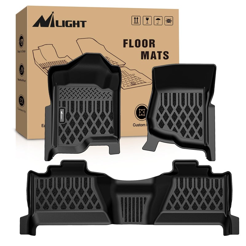 Nilight TPE Floor Mats for Chevy Silverado GMC Sierra 1500 Crew Cab 2007-2013, Silverado GMC Sierra 2500 3500 2007 2008 2009 2010 2011 2012 2013 2014 All Weather Custom Fit Heavy Duty Floor Liners - Image 1