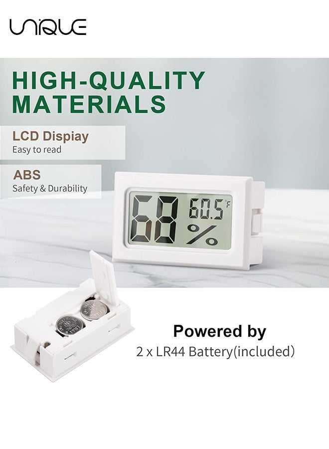 Unique 2 Pack Mini Hygrometer Indoor Humidity Meter, Mini Digital Thermometer Humidity Gauge Meter, Indoor Thermometer Hygrometer Monitor Fahrenheit for Reptile Thermostat, Jars Reptile, Fridge - White - Image 4