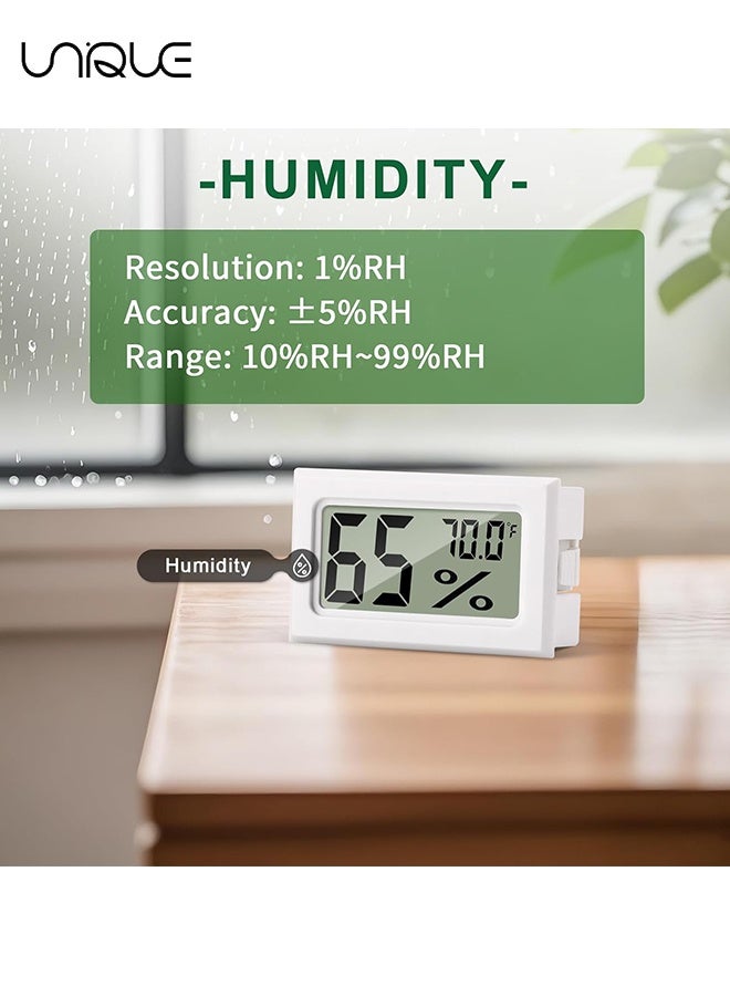 Unique 2 Pack Mini Hygrometer Indoor Humidity Meter, Mini Digital Thermometer Humidity Gauge Meter, Indoor Thermometer Hygrometer Monitor Fahrenheit for Reptile Thermostat, Jars Reptile, Fridge - White - Image 5
