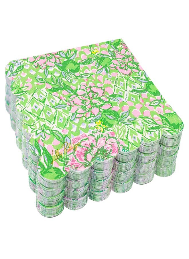 ليلي بوليتسر مناديل كوكتيل ورقية مزخرفة للاستخدام مرة واحدة من ليلي بوليتزر، عبوة إعادة تعبئة لحامل المناديل تحتوي على 40 منديلًا مزخرفًا، لون ليموني منعش - Image 1