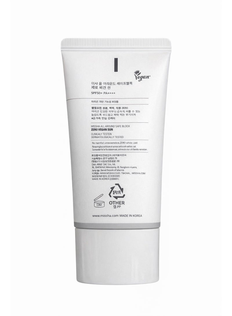 Missha All Around Safe Block ZERO Vegan Sun SPF50+ PA++++ – Lightweight Korean Sunscreen 50 mlml - Image 3