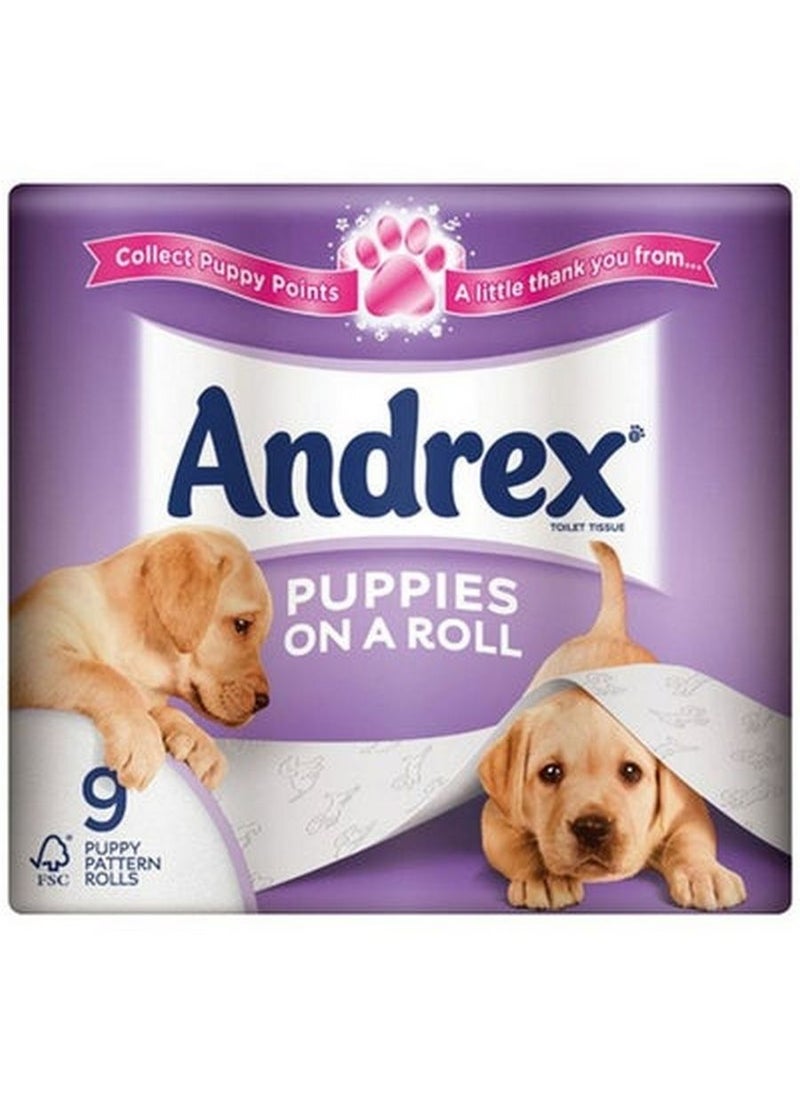 Andrex - Puppy Pattern Toilet Tissue Rolls 9 Pcs Pack - Image 1
