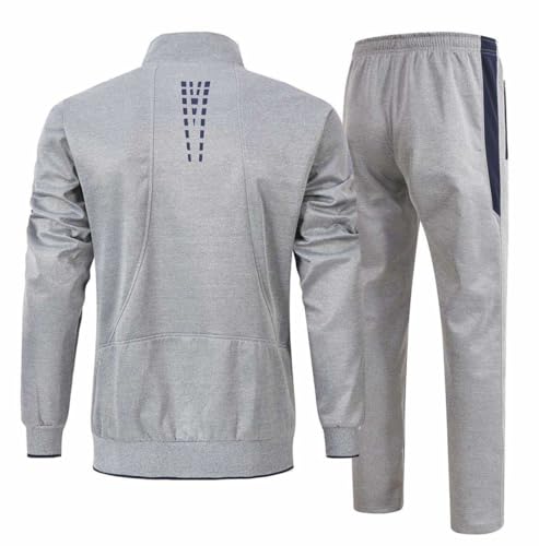 Rdruko Men's Tracksuit Sweatsuits 2 Piece Set Athletic Jogging Gym Activewear Sweat Track Suits Sets(Grey,US S) - Image 2