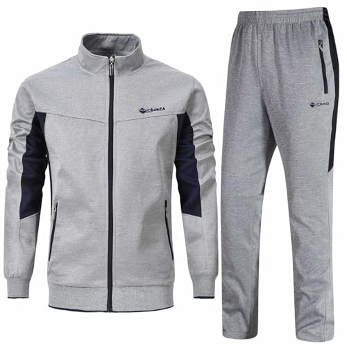 Rdruko Men's Tracksuit Sweatsuits 2 Piece Set Athletic Jogging Gym Activewear Sweat Track Suits Sets(Grey,US S) - Image 1