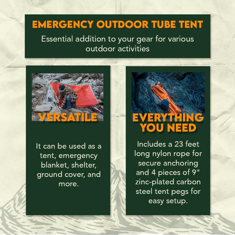SE Emergency Outdoor Tube Tent with Steel Tent Pegs - ET3683 - Image 3