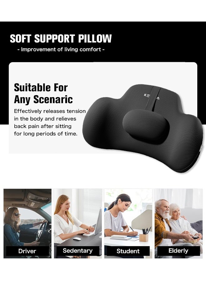 لبونير الوسادة الخلفية الهلامية، وسائد ثلج من السليكون قابلة للتنفسه، وسادة دعم أسفل الظهر القابلة للضبط للكرسي، مقعد السيارة، الكرسي المتحرك، الألعاب، رئيس المكتب، الوسادة الخلفية لرغوة ذاكرة الراحة المعززة (أسود) - Image 2