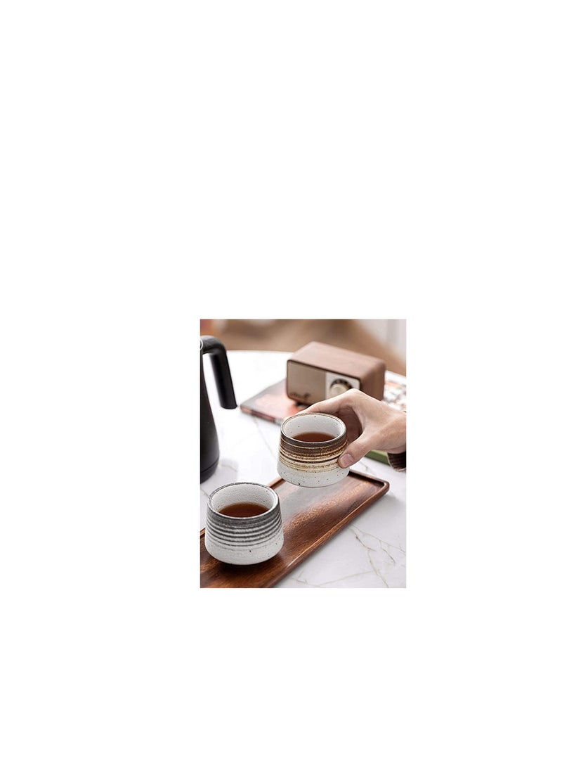 erorex Coffee Cup with spoon Handcrafted Ceramic Tea Cup Chinese Kung Fu Tea Cup Coffee Mug for Latte Cappuccino Tea 190ml Grey  - Image 2