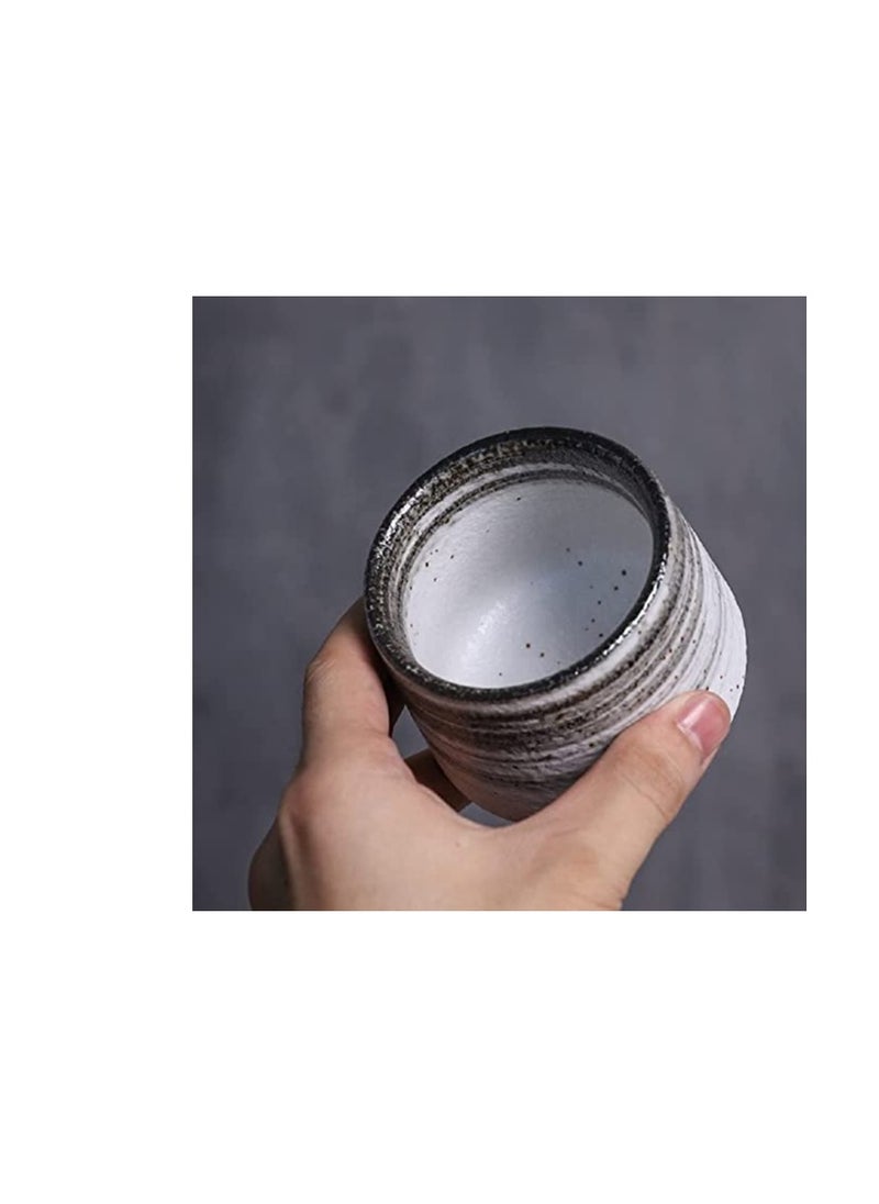 erorex Coffee Cup with spoon Handcrafted Ceramic Tea Cup Chinese Kung Fu Tea Cup Coffee Mug for Latte Cappuccino Tea 190ml Grey  - Image 3