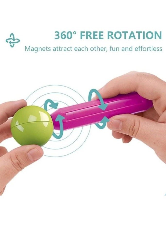 Magnetic Stick And Balls Set 3D Puzzle Building Blocks Vibrant Colors Different Sizes Curved Shapes Children Educational Toy Stacking STEM Magnet Toys For Kids 25pc - Image 3