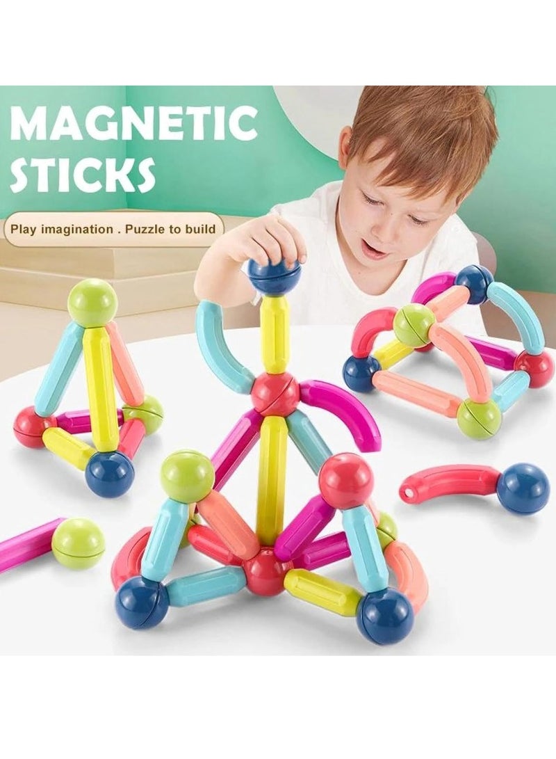 Magnetic Stick And Balls Set 3D Puzzle Building Blocks Vibrant Colors Different Sizes Curved Shapes Children Educational Toy Stacking STEM Magnet Toys For Kids 25pc - Image 4