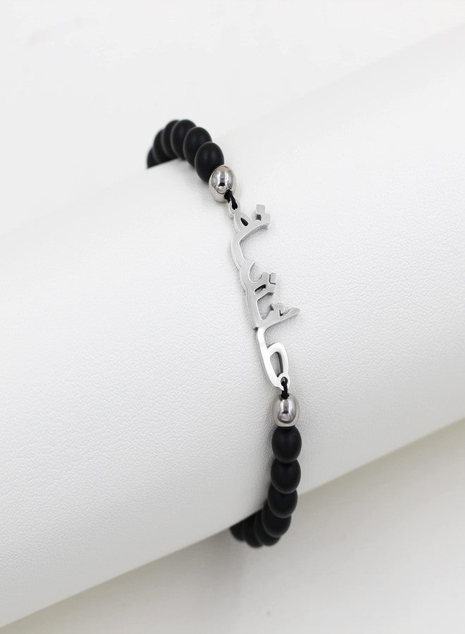 Uloveido Allah Bracelet - Muslim Islamic Jewelry Religious Islam Arabic God Charm Black Matte Beads Chain Bracelet for Men Women Y1635 - Image 5