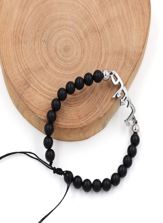 Uloveido Allah Bracelet - Muslim Islamic Jewelry Religious Islam Arabic God Charm Black Matte Beads Chain Bracelet for Men Women Y1635 - Image 4