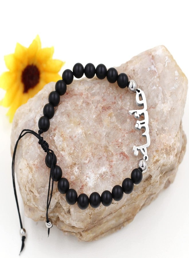 Uloveido Allah Bracelet - Muslim Islamic Jewelry Religious Islam Arabic God Charm Black Matte Beads Chain Bracelet for Men Women Y1635 - Image 3