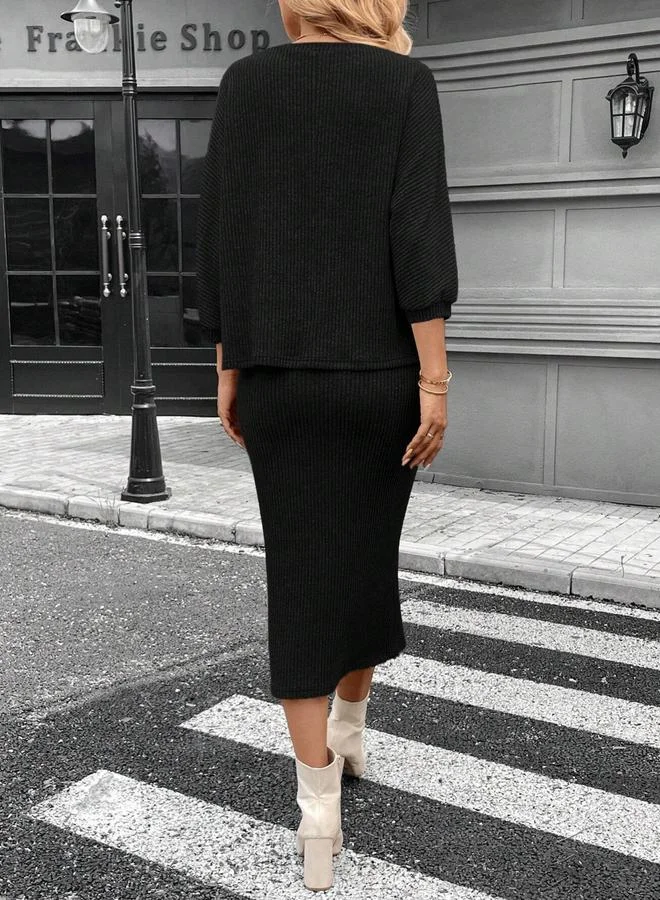 Take Two Women Ribbed Top and Bodycon Skirt Co-Ords