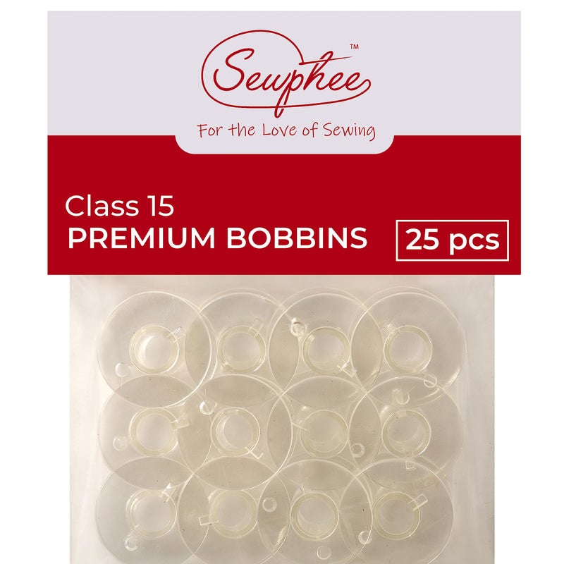 Sewphee 2024 Upgraded fits Janome Bobbins  Class 15 Bobbins  Compatible for Janome Kenmore Brother Sewing Machine  Premium Clear Plastic Bobbin for Smooth Consistent Stitch Quality  25 pcs
