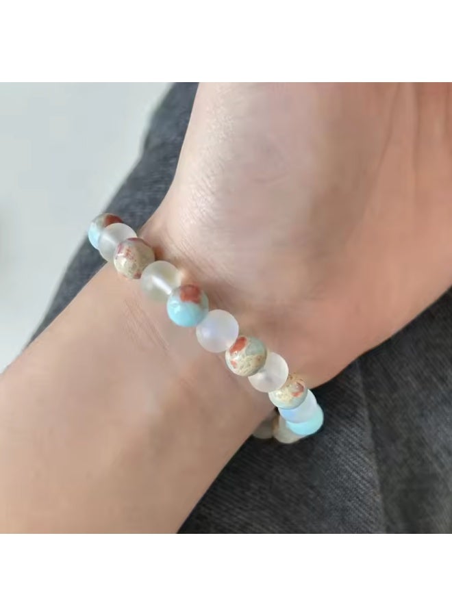 سوار من خرز حجر شوشان الطبيعي 8 مم، سوار مرن للنساء، يُشير إلى الصحة والحظ السعيد - Image 2