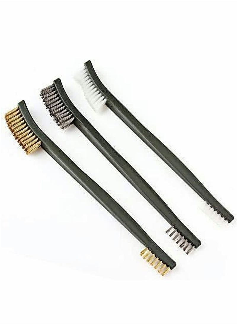 Excefore 3pcs Mini Wire Brush Set, Rust Paint Metal Cleaner, Cleaning Welding Slag and Rust, Handy Steel/Nylon/Brass Set Suitable for Paint/Rust/Dirt  - Image 1