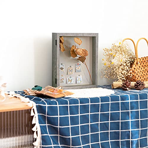 Califortree 8x10 Shadow Box Frame with Linen Back - Sturdy Memory Display Case of Flower, Pictures, Medals and More, Rustic Gray - Image 3