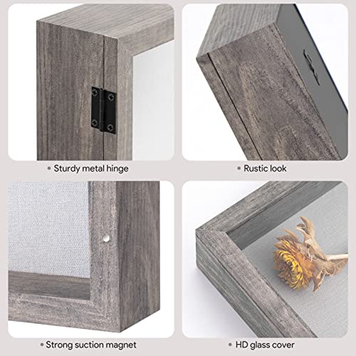 Califortree 8x10 Shadow Box Frame with Linen Back - Sturdy Memory Display Case of Flower, Pictures, Medals and More, Rustic Gray - Image 5