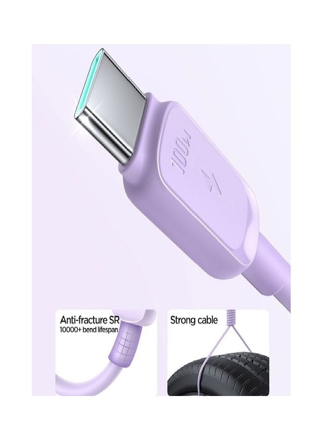 JOYROOM 100W Power Delivery Pd Fast Charge Cable Usb C To Usb C Compatible For Ipad Mini 6 Macbook Pro 2021 14 16 Inch Macbook Air Ipad Pro 12.9 Inch Samsung S23 Plus Huawei P40 Etc Purple - Image 2
