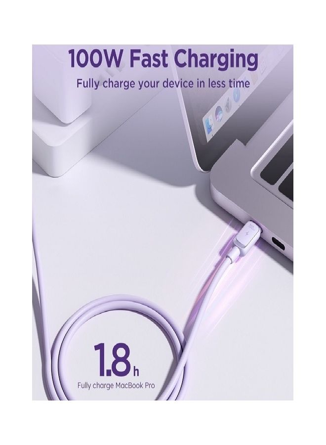 JOYROOM 100W Power Delivery Pd Fast Charge Cable Usb C To Usb C Compatible For Ipad Mini 6 Macbook Pro 2021 14 16 Inch Macbook Air Ipad Pro 12.9 Inch Samsung S23 Plus Huawei P40 Etc Purple - Image 5