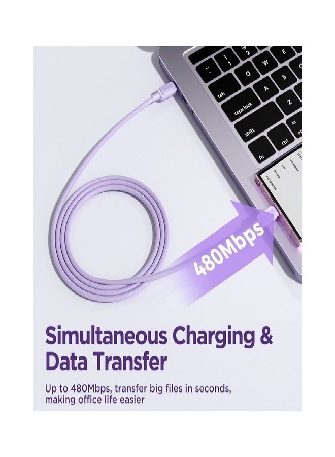JOYROOM 100W Power Delivery Pd Fast Charge Cable Usb C To Usb C Compatible For Ipad Mini 6 Macbook Pro 2021 14 16 Inch Macbook Air Ipad Pro 12.9 Inch Samsung S23 Plus Huawei P40 Etc Purple - Image 4