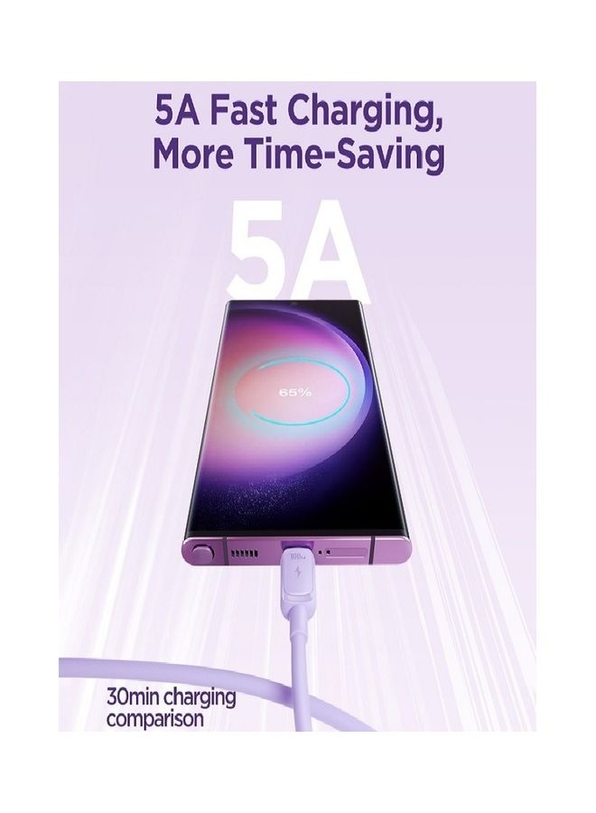JOYROOM 100W Power Delivery Pd Fast Charge Cable Usb C To Usb C Compatible For Ipad Mini 6 Macbook Pro 2021 14 16 Inch Macbook Air Ipad Pro 12.9 Inch Samsung S23 Plus Huawei P40 Etc Purple - Image 3