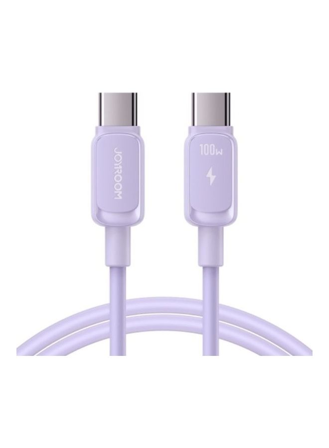 JOYROOM 100W Power Delivery Pd Fast Charge Cable Usb C To Usb C Compatible For Ipad Mini 6 Macbook Pro 2021 14 16 Inch Macbook Air Ipad Pro 12.9 Inch Samsung S23 Plus Huawei P40 Etc Purple - Image 1
