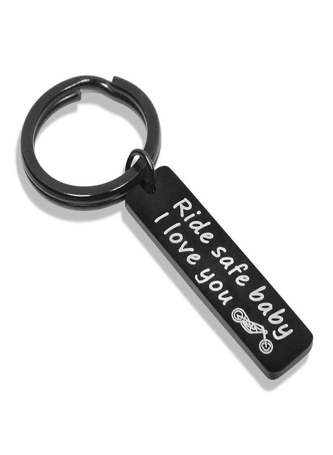Elechobby Ride Safe Keychain Biker Gift Black Keyring I Love You Motocycle Keychain Gift for Boyfriend Husband Dad Biker - Image 1