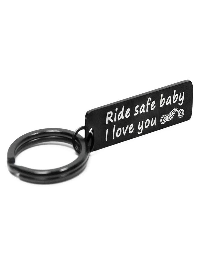 Elechobby Ride Safe Keychain Biker Gift Black Keyring I Love You Motocycle Keychain Gift for Boyfriend Husband Dad Biker - Image 2