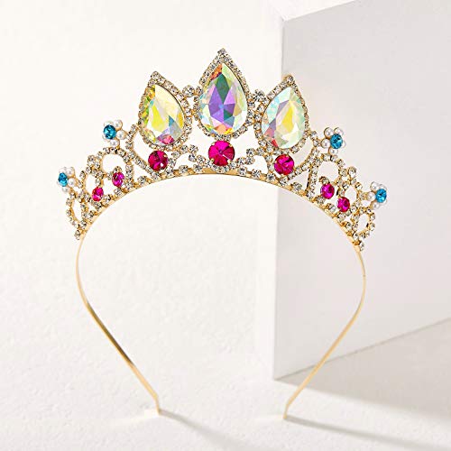 SWEETV Rapunzel Tiara for Little Girls, Princess Crowns Aurora Borealis Crystal Aurora Borealis Crystal Tangled Headband for Kids Cosplay Birthday Costume, Wedding Hair Accessories for Flower Girls - Image 5