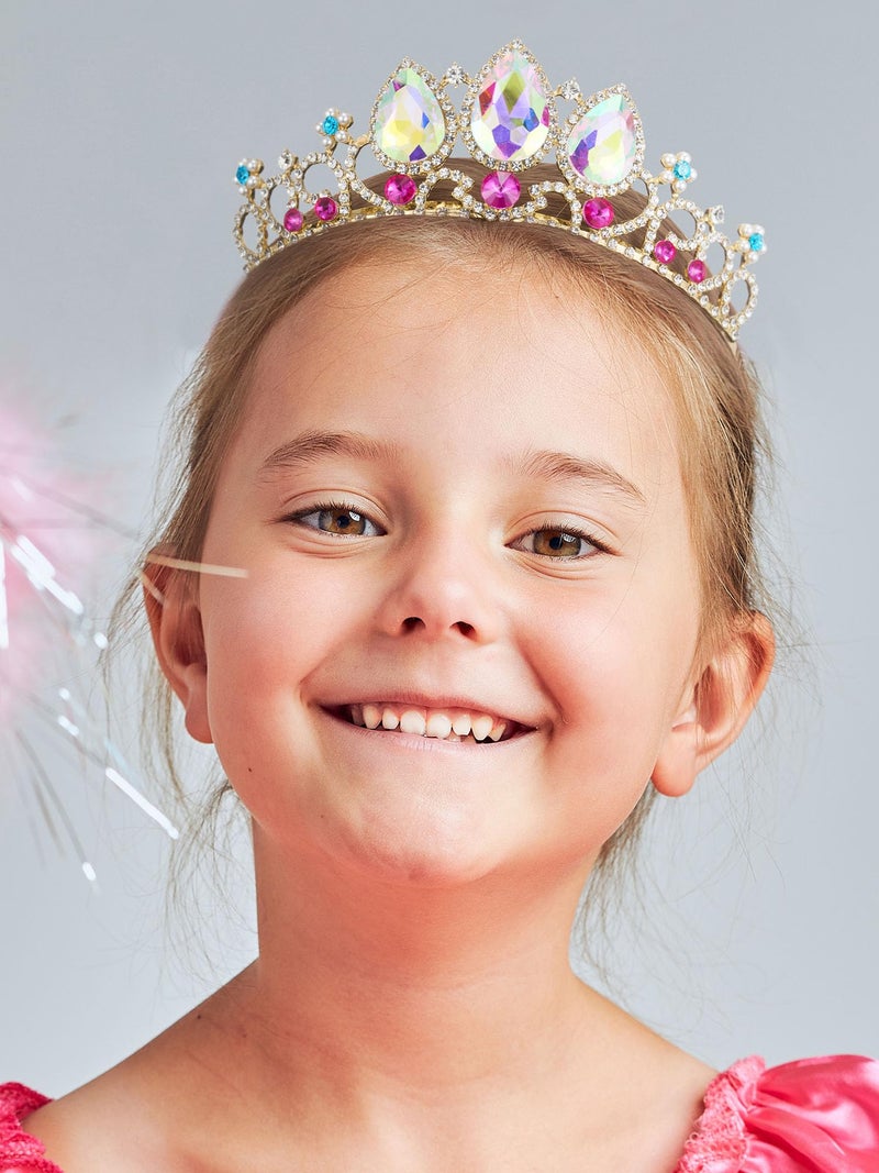 SWEETV Rapunzel Tiara for Little Girls, Princess Crowns Aurora Borealis Crystal Aurora Borealis Crystal Tangled Headband for Kids Cosplay Birthday Costume, Wedding Hair Accessories for Flower Girls - Image 4