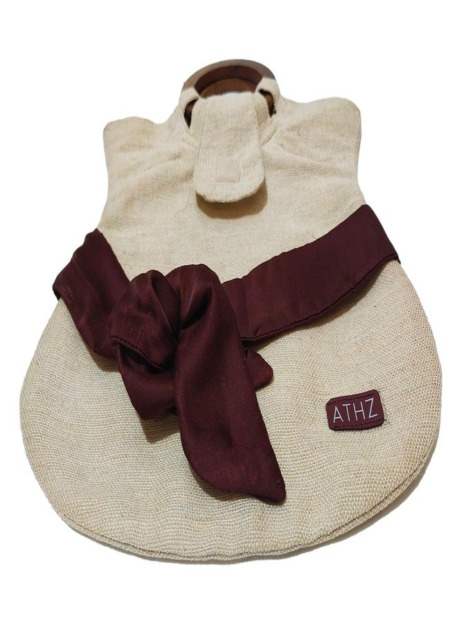 ATHZ handbags wooden handles Potli Bags with Handcrafted Bow Detail hand carry artistic wristlets bags for women (Off White, Red Wine, brown) - Image 5
