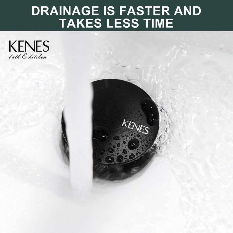 KENES Pop Up Bathroom Sink Drain with Overflow, Matte Black Pop Up Drain Stopper Anti Clog Pop Up Drain Stopper Lavatory Bathroom Vanity Sink Drain - Image 5