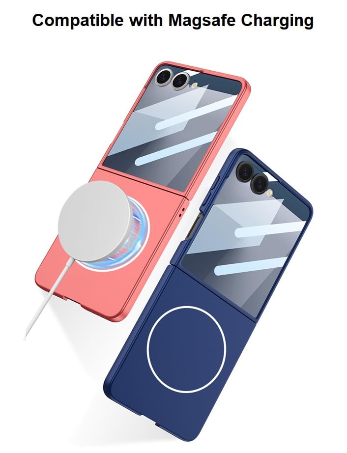 Midkart Thin Case Compatible with Samsung Galaxy Z Flip 7 Release 2025 and Compatible with Magsafe Charging Matte Cover with Tempered Glass Hard PC Slim with Camera Protection, Blue - Image 5