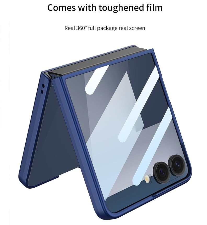 Midkart Thin Case Compatible with Samsung Galaxy Z Flip 7 Release 2025 and Compatible with Magsafe Charging Matte Cover with Tempered Glass Hard PC Slim with Camera Protection, Blue - Image 4