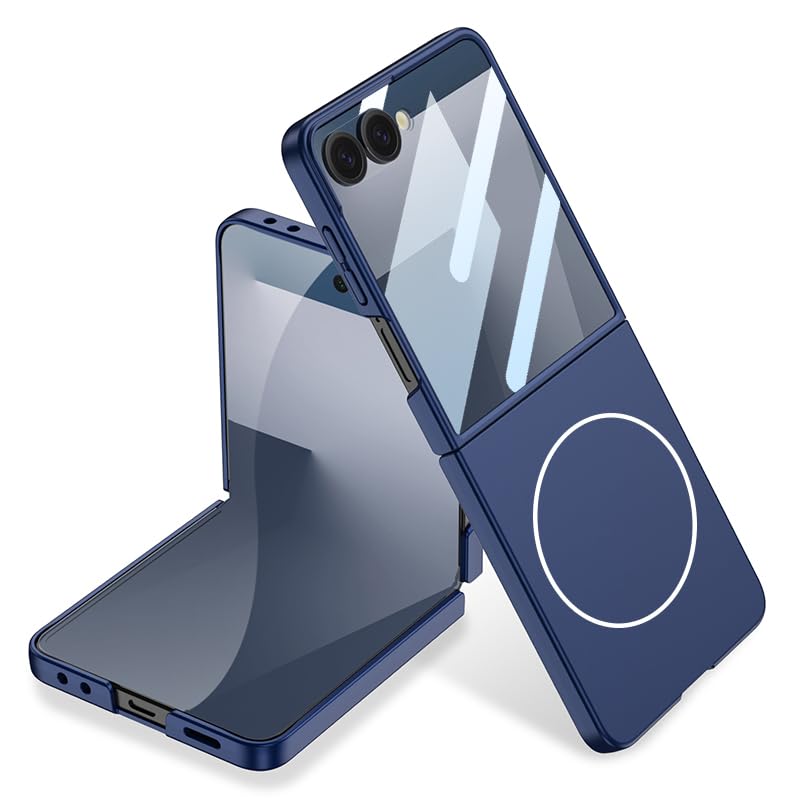 Midkart Thin Case Compatible with Samsung Galaxy Z Flip 7 Release 2025 and Compatible with Magsafe Charging Matte Cover with Tempered Glass Hard PC Slim with Camera Protection, Blue - Image 1