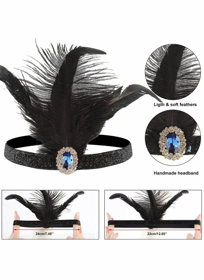 Excefore Party Dress Up Set, 1920s Flapper Accessories Set for Women, Fancy Dress Party Accessories with Flapper Headband Long Gloves Pearl Necklace, Theme Party Accessories  - Image 3