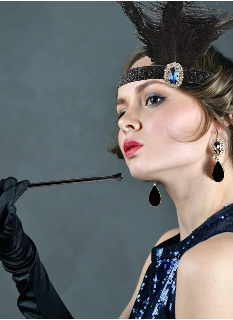 Excefore Party Dress Up Set, 1920s Flapper Accessories Set for Women, Fancy Dress Party Accessories with Flapper Headband Long Gloves Pearl Necklace, Theme Party Accessories  - Image 2