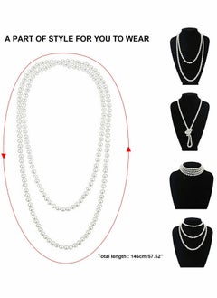 Excefore Party Dress Up Set, 1920s Flapper Accessories Set for Women, Fancy Dress Party Accessories with Flapper Headband Long Gloves Pearl Necklace, Theme Party Accessories  - Image 4