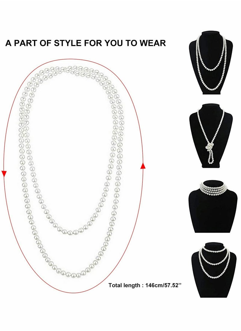 Excefore Party Dress Up Set, 1920s Flapper Accessories Set for Women, Fancy Dress Party Accessories with Flapper Headband Long Gloves Pearl Necklace, Theme Party Accessories  - Image 4