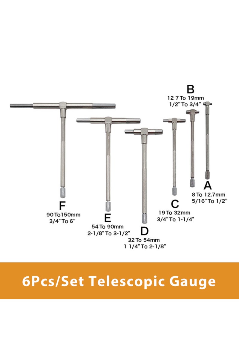 erorex 6pcs 4/6Pcs Set Telescopic Gauge Set Micrometer Measurement Bore Engineers Kit 8-150mm Hardened Tool